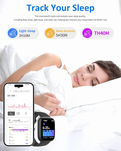 Miniatura 5 de Reloj inteligente para hombres y mujeres (Alexa incorporado), monitor de fitness HD de 1.83 pulgadas, llamada Bluetooth 5.3, monitor de sueño SpO2