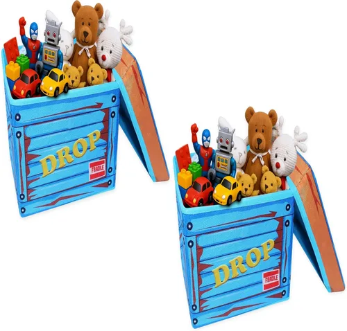 Miniatura 9 de Skywin TidyFriend - Caja de botín grande de tela con tapa de 18 x 14 x 14 pulgadas, almacenamiento de juguetes duradera y plegable, baúl de juguetes
