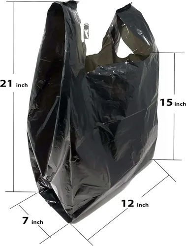 Miniatura 10 de Compras de comestibles Bolsas de plástico para camisetas lisas 12" x 7" x 21" (marrón, 150)