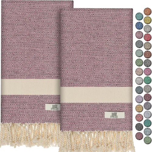 Miniatura 35 de EPHESUS TOWELS Toallas de Mano - Juego de 2 18" x 30" - Toalla de Mano Turca Decorativa para Baño, Cocina, Invitados, Cara, Cabello, Té, Paño