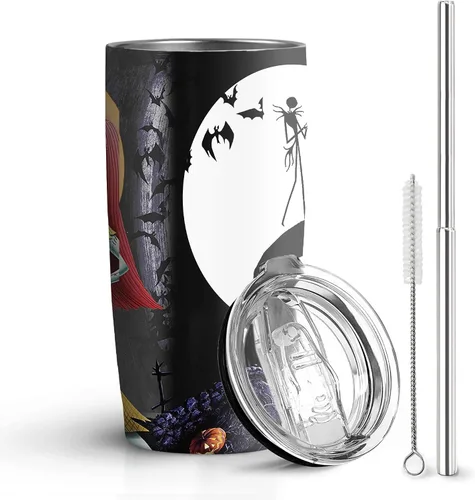 Miniatura 10 de Vaso de acero inoxidable de 20 onzas a prueba de fugas con popote y tapa, taza de café de viaje para el hogar al aire libre, tazas térmicas