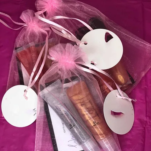 Miniatura 5 de Bolsa de regalo de organza de 5 x 7 pulgadas con cordón para joyas, dulces, juego de 50 bolsitas rosas, bolsas transparentes reutilizables de malla