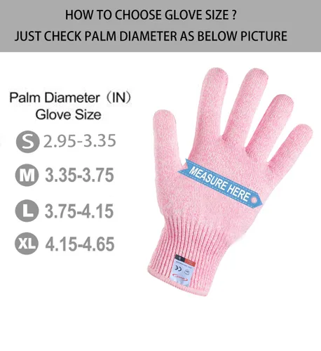 Miniatura 7 de Guantes resistentes a cortes, 2 pares de guantes resistentes a cortes de grado alimenticio, guantes de corte para cocina, pelado de ostras, Rosado