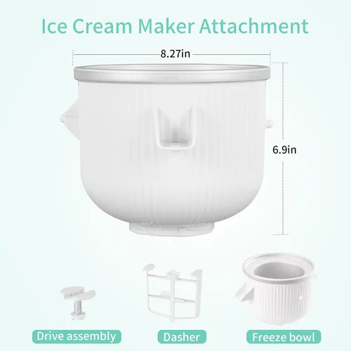 Miniatura 3 de Accesorio para helado compatible con mezcladores KitchenAid de 4.5/5/6/7 cuartos de galón, hace 2 cuartos de helado, compatible con accesorio
