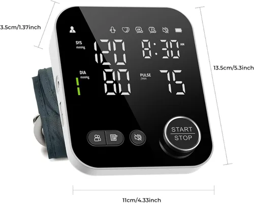 Miniatura 11 de NOUYAN Monitor de presión arterial para la parte superior del brazo, monitores para uso doméstico, brazalete ajustable de 8.7"-16.5", pantalla LED