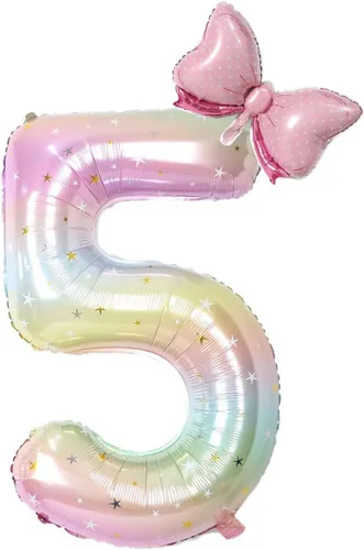 Globos grandes de 40 pulgadas, diseño de cielo estrellado número 5, globos de mariposa, globos gigantes de helio de Mylar con números 5, suministros