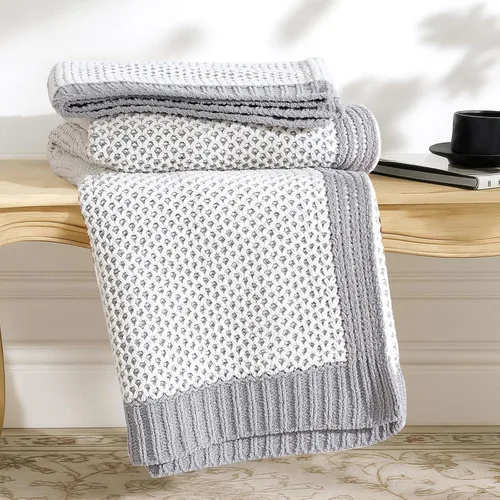 Miniatura 21 de Amélie Home Manta de Tiro de Punto Grueso, Manta de Chenilla Suave de Doble Cara Transpirable con Tejido de Cable para Sofá, Manta Decorativa