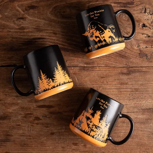 Miniatura 3 de AmorArc Juego de 6 tazas de café grandes de 18 onzas, tazas de café de cerámica con patrones texturizados de animales silvestres para té, café