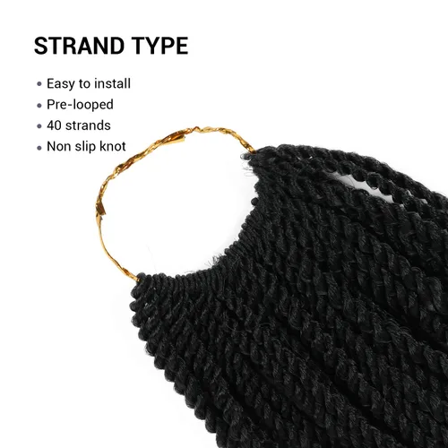 Miniatura 4 de AU-THEN-TIC Cabello senegalés con trenzas de ganchillo de 22 pulgadas, paquete de 2 paquetes de 40 mechones por paquete, extensiones de cabello