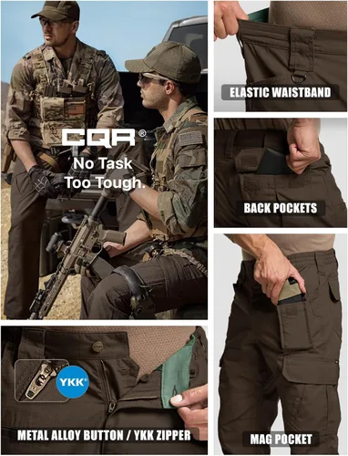 Miniatura 7 de CQR - Pantalones tácticos tipo cargo para hombre, tejido ripstop, resistentes al agua, ligeros, para uso diario, trabajo, senderismo o exteriores