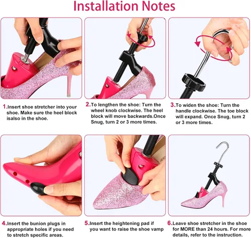 Miniatura 6 de UHIAGREE Ensanchador de zapatos para mujeres y hombres, árbol de botas de zapatos ajustable de 4 vías, con bolsa de transporte y cuerno de zapatos