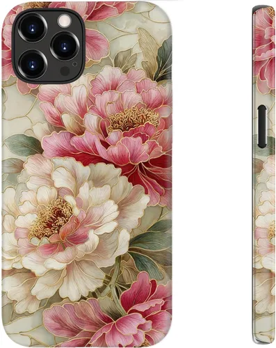 Miniatura 60 de bemal Funda para iPhone 12 Mini, estética, vintage, floreciente, peonía, concha, femenina, compatible con MagSafe, moderna, única, moderna, moderna