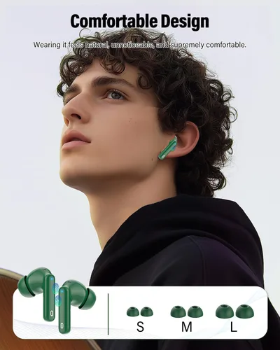 Miniatura 6 de Auriculares inalámbricos, Bluetooth 5.4, estéreo de bajos, auriculares con micrófono con cancelación de ruido, pantalla LED en el oído, llamadas