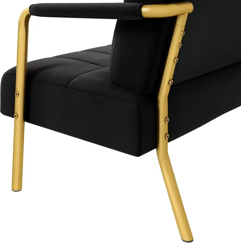 Miniatura 8 de Yaheetech Silla decorativa de terciopelo de 30 pulgadas de ancho, silla de sala de estar con marco dorado y almohada acogedora para sala de estar
