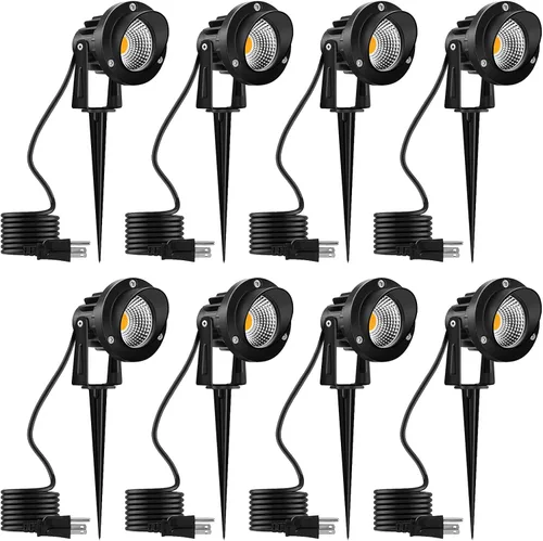 Miniatura 12 de Romwish Foco LED de paisaje de 5 W, iluminación de paisaje al aire libre de 120 V, enchufe de 550 lúmenes, luces LED impermeables para paisaje