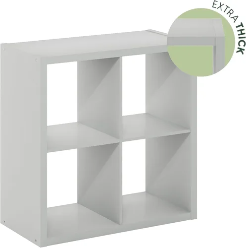 Miniatura 7 de Furinno Organizador de Almacenamiento en Cubos Decorativos con Respaldo Abierto, 4 Cubos, Gris Claro