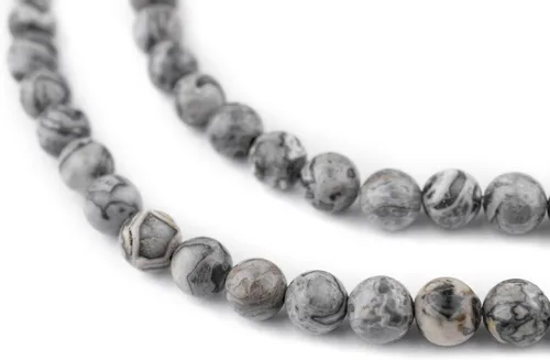 Miniatura 200 de The Bead Chest Cuentas de Jade Blanco Mate Redondas (8mm): Piedra Preciosa Orgánica Redonda Esférica de Energía con Poder de Sanación para Hacer