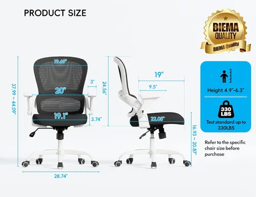 Miniatura 2 de TRALT Silla de oficina – Silla de oficina ergonómica con soporte trasero, sillas de escritorio de oficina en casa, asiento ancho de 330 libras