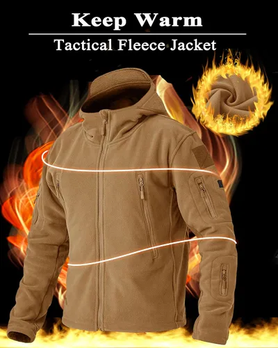 Miniatura 4 de BIYLACLESEN Chaquetas tácticas de forro polar Softshell para hombre con cremallera completa