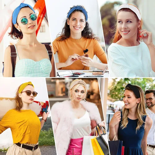 Miniatura 4 de DiyJibb Diademas para Mujeres y Niñas - 6 Piezas Diademas Elegantes con Nudo Superior - Diadema Anudada para Mujeres - Bandas para la Cabeza Anchas