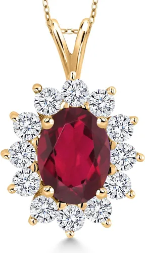 Miniatura 116 de Gem Stone King Collar con piedra natal ovalada de plata chapada en oro amarillo de 18 quilates, ovalado de 0.315 x 0.236 in, collares con colgante