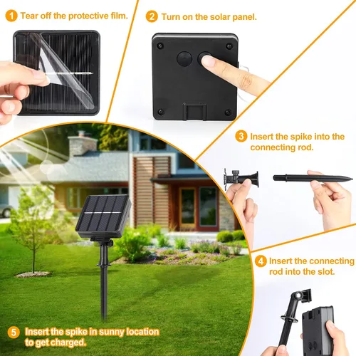 Miniatura 6 de Guirnalda de luces solares extralargas de 288 pies, 800 LED, paquete de 4, 72 pies, 200 luces LED parpadeantes para exteriores, impermeables, 8