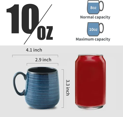 Miniatura 2 de HASENSE Tazas pequeñas de café de 8 oz, juego de 4 tazas de capuchino de cerámica, taza de café expreso con asa para café con leche, té, leche