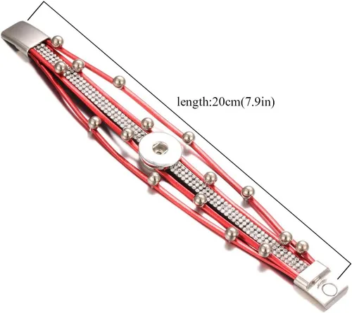 Miniatura 2 de Brazalete de pulsera con dije a presión, joyería de poliuretano trenzada, botón a presión, Cuero