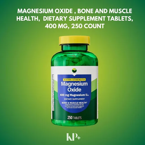 Miniatura 4 de KP+ Óxido de magnesio 400 mg 250 tabletas Apoya la salud ósea, nerviosa y muscular Suplemento de magnesio extra fuerte Paquete de 1