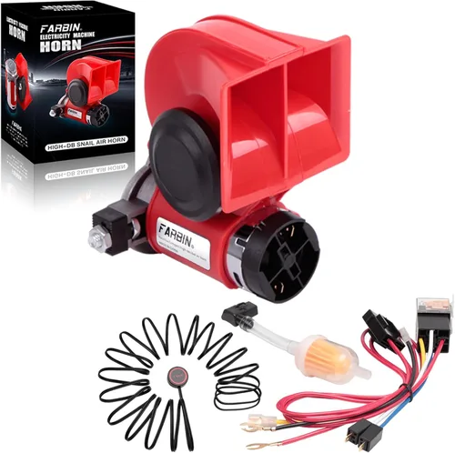 Miniatura 14 de FARBIN - Bocina de aire mini de 12 V, 150 db, súper fuerte, claxon compacto para automóvil con compresor y arnés de cableado para cualquier vehículo