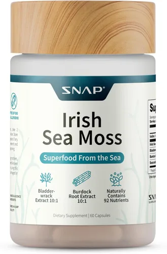 Cápsulas de musgo de mar irlandés con vejiga, raíz de bardana y soporte energético de yodo, suplemento de costura para elevar el estado de ánimo,
