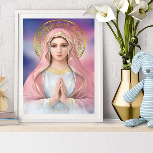 Miniatura 2 de UPABLUNSO Kit de pintura de diamantes para adultos, Virgen María, cristiana, religiosa por números, arte de gemas para decoración de pared