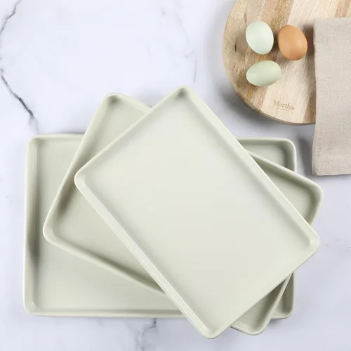 Miniatura 6 de Martha Stewart Gallen - Juego de 3 bandejas de galletas, bandejas para hornear de 13 pulgadas, 15 pulgadas, 17 pulgadas, cerámica antiadherente, sin