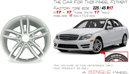 Miniatura 2 de Nueva rueda de 17x7.5 pulgadas 17" para Mercedes-Benz Clase C C250 C300 C350 2012–2014 Llanta de aleación de diseño OEM Plata Llanta
