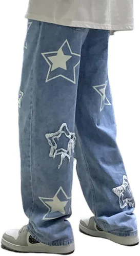 Miniatura 2 de Pantalones de mezclilla Y2K para hombre, estilo hip hop, holgados, rectos, holgados, estilo hip hop, para hombre