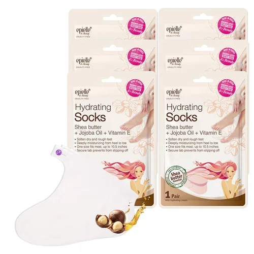 Epielle Máscara Hidratante para Pies 6 Pares, Alivia y Suaviza con Manteca de Karité y Aceite de Jojoba, Calcetines Hidratantes Profundos para Pies