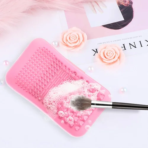 Miniatura 6 de Paquete de 2 alfombrillas de limpieza de brochas de maquillaje de silicona, limpiador de brochas de maquillaje portátil, herramienta de lavado
