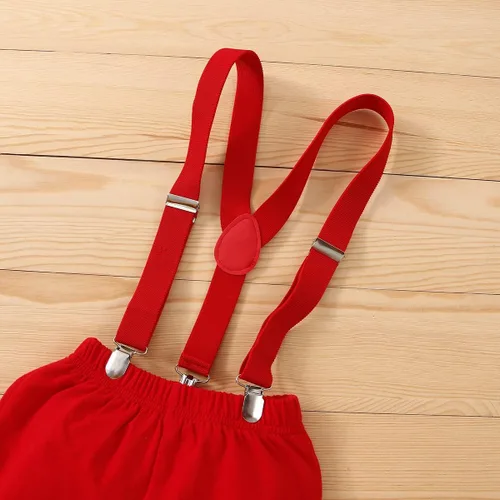 Miniatura 5 de IDOPIP Traje formal para bebé niño para el primer cumpleaños de Cake Smash con corbatín y tirantes y pantalones cortos para sesión de fotos