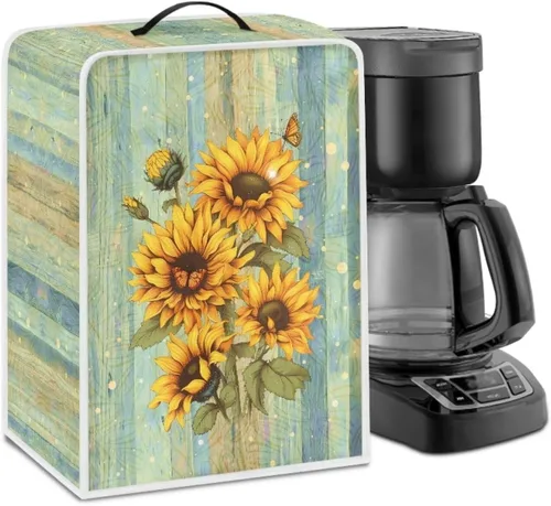 Miniatura 30 de Funda para cafetera, poliéster, azul, se adapta a la mayoría de máquinas de café estándar, protector resistente al polvo, huellas dactilares