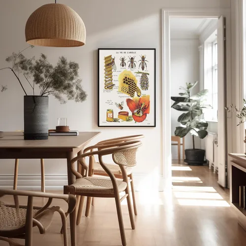 Miniatura 5 de Poster Master Póster vintage de miel, impresión retro de La Vie De L'Abeille, arte de panal de abeja, arte de pared de abeja, regalo para hombres
