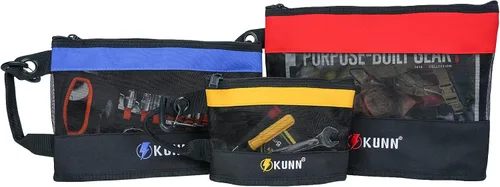 Miniatura 12 de KUNN Tool Bag Zipper Pouch 3 Pack - Heavy Duty Utility Tool Storage Organizer with Carabiner for DIY,Electrician,Accessories and Travel Rojo