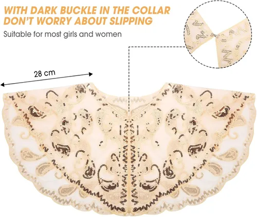 Miniatura 7 de Specell 1920s Shawls and Wraps for Evening Dresses,Wedding Shawl,Handmade Sequin Beaded Evening Shawl Bridal Wrap 25