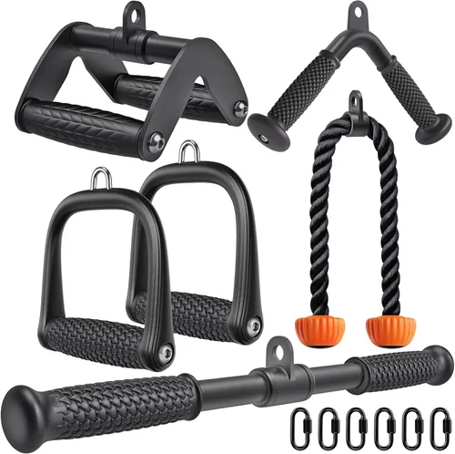 Miniatura 10 de SELEWARE Accesorios para Tríceps LAT Jalón Accesorios de Entrenamiento para Gimnasio en Casa con Agarre de Goma Suave Antideslizante Accesorios