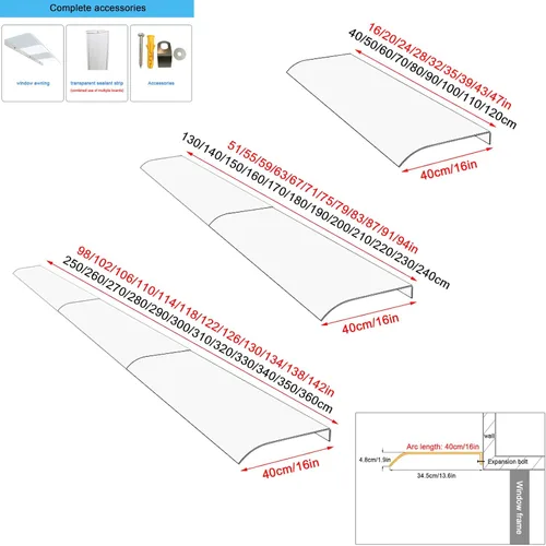 Miniatura 5 de Toldo invisible para puerta delantera, toldo de ventana, toldo para puerta delantera al aire libre, patio, cubierta de policarbonato semiesmerilado