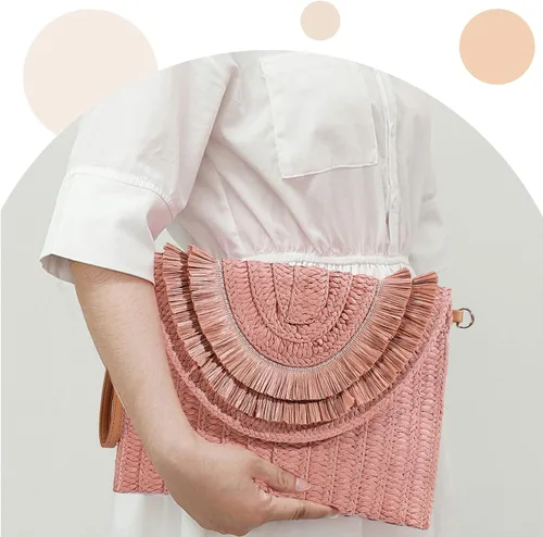Miniatura 3 de Monederos de paja para mujer, bolso de paja para mujer, bolso de mano bohemio, bolso de mano de paja, bolso de playa para mujer, artículos
