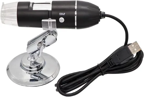 Kit de accesorios para microscopio ajustable, 1600X, microscopio digital, cámara de microscopio electrónico, 8 luces LED, lupa de zoom para