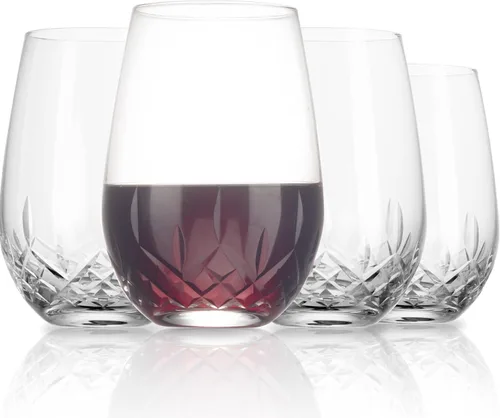 Miniatura 12 de SHOSHIN - Juego de 4 copas de vino sin tallo cortadas a mano, grandes copas de vino de cristal de 18 onzas, vasos de vino para vino tinto y blanco