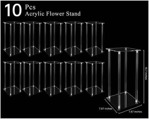 Miniatura 5 de 10 jarrones acrílicos transparentes para centros de mesa de boda, soporte de flores de 15.75 pulgadas de alto, jarrones de mesa de compromiso