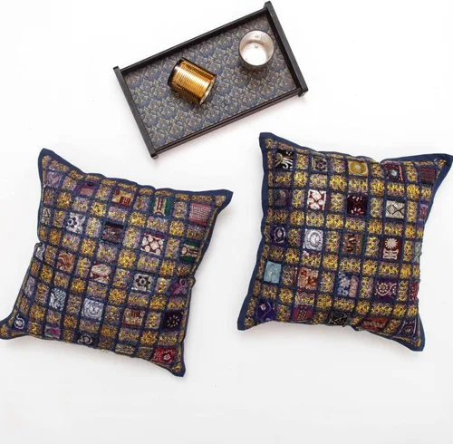 Miniatura 4 de INDACORIFY Juego de fundas de cojín surtidas de retazos, almohada de parche con cuentas hecha a mano india, almohada bohemia, funda de cojín