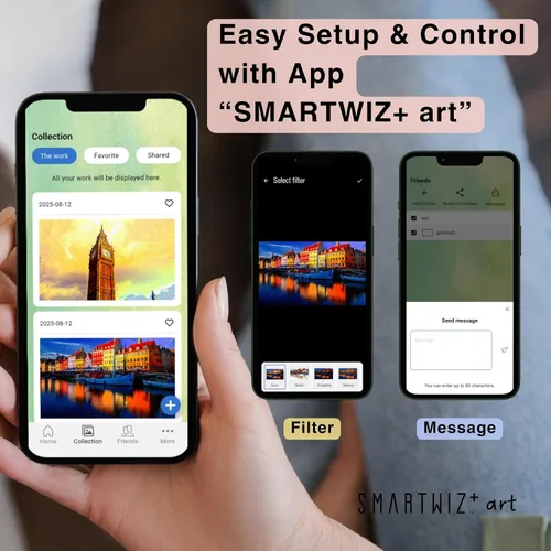 Miniatura 7 de SMARTWIZ+ art - Marco artístico de tinta electrónica diseñado en Japón, pantalla Spectra6 a todo color de 7.3 pulgadas, Wi-Fi, controlado por